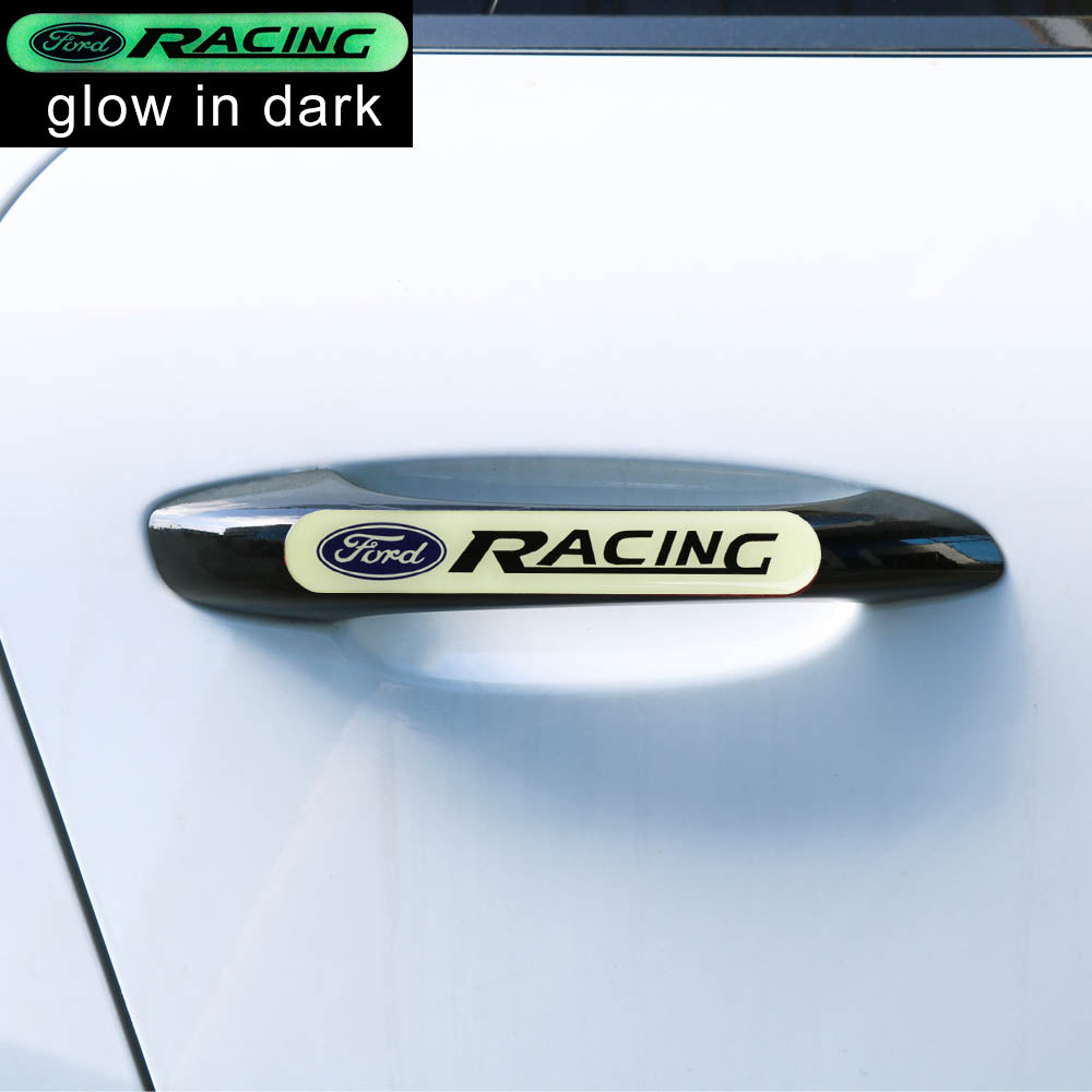 Brand New 8PCS FORD RACING Glows in Dark Green Car Trunk Side Fenders Door Badge Scratch Guard Sticker