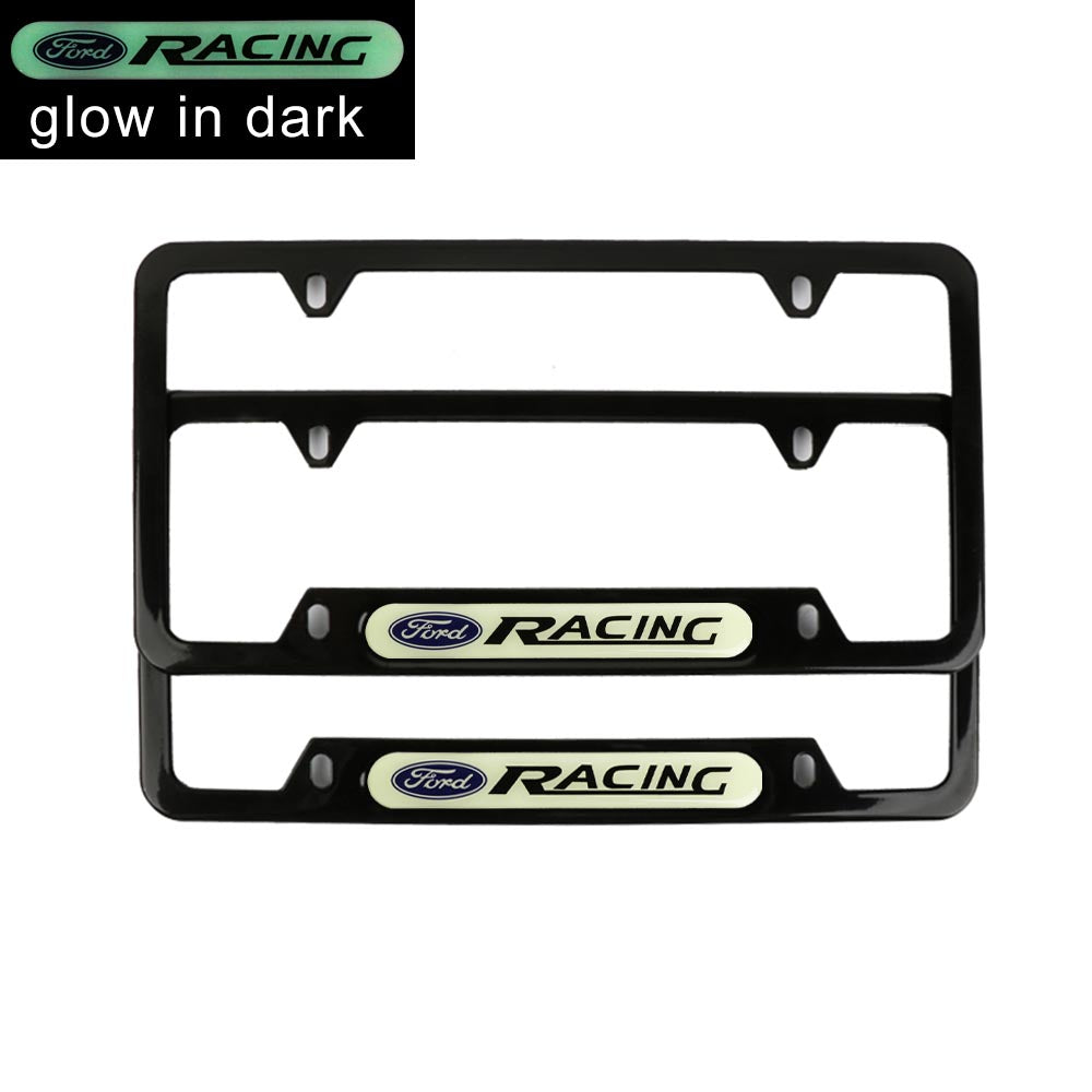 Brand New Universal 2PCS FORD RACING Black Metal License Plate Frame