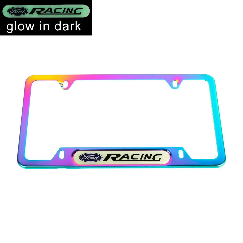 Brand New Universal 1PCS FORD RACING Neo Chrome Metal License Plate Frame