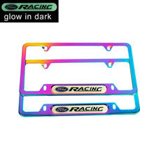 Load image into Gallery viewer, Brand New Universal 2PCS FORD RACING Neo Chrome Metal License Plate Frame