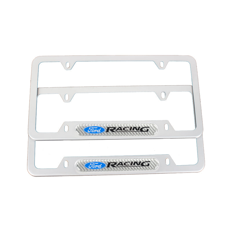 Brand New Universal 1PCS Ford Racing Silver Metal License Plate Frame