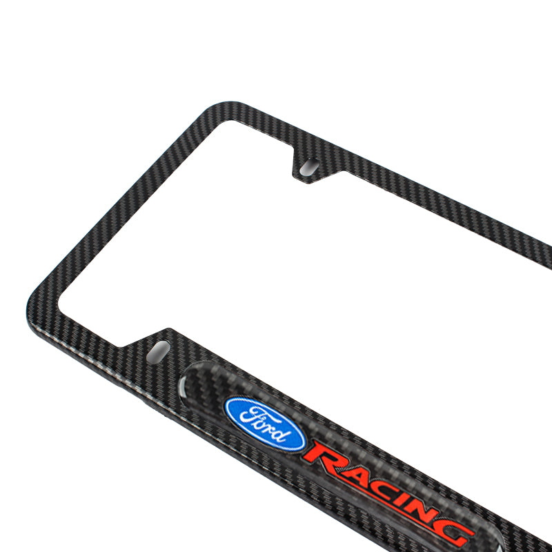 Brand New Universal 2PCS Ford Racing Carbon Fiber Look Metal License Plate Frame