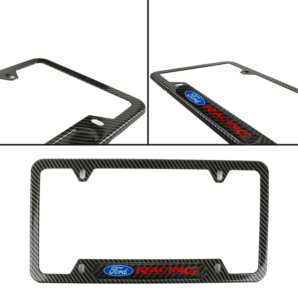 Brand New Universal 1PCS Ford Racing Carbon Fiber Look Metal License Plate Frame