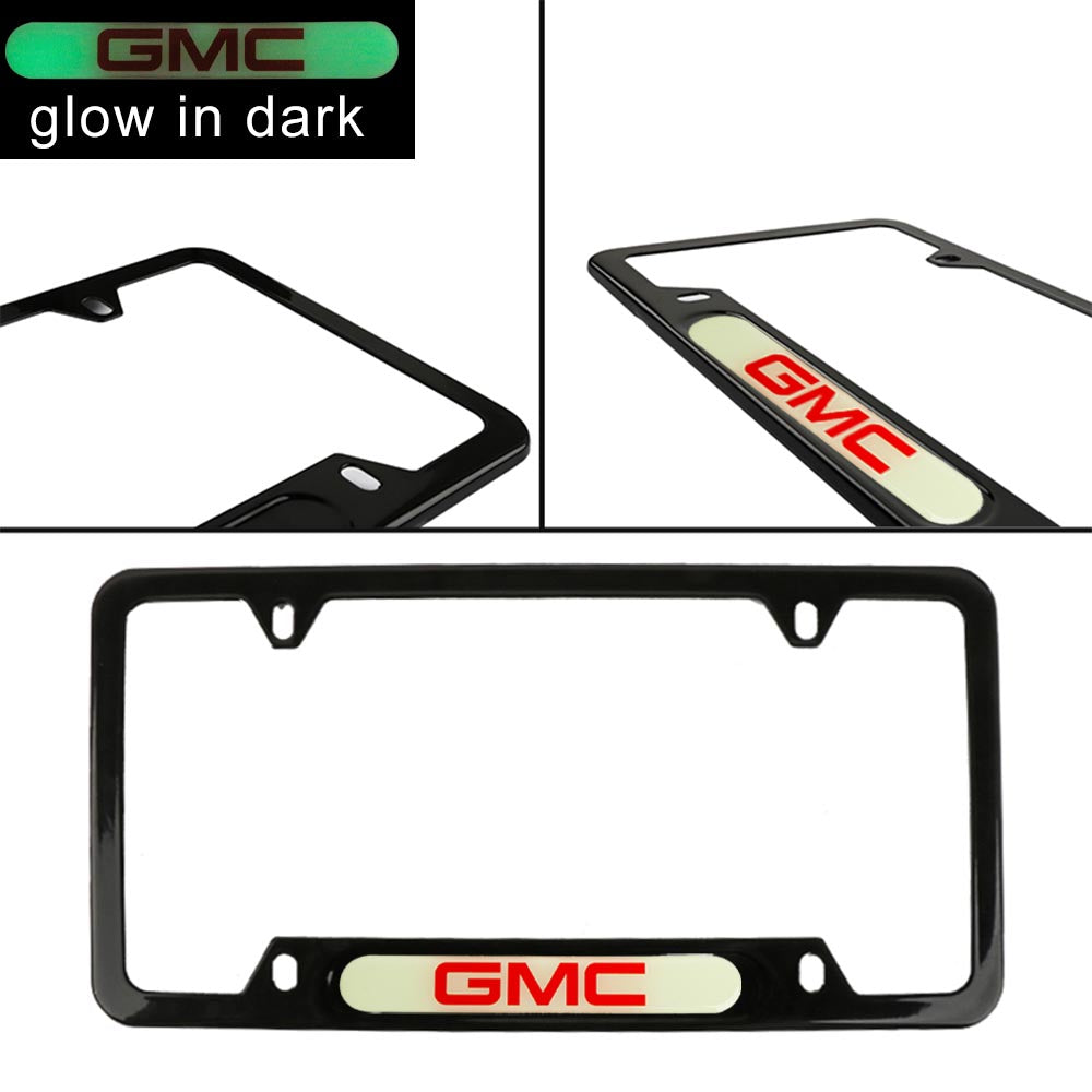 Brand New Universal 1PCS GMC Black Metal License Plate Frame