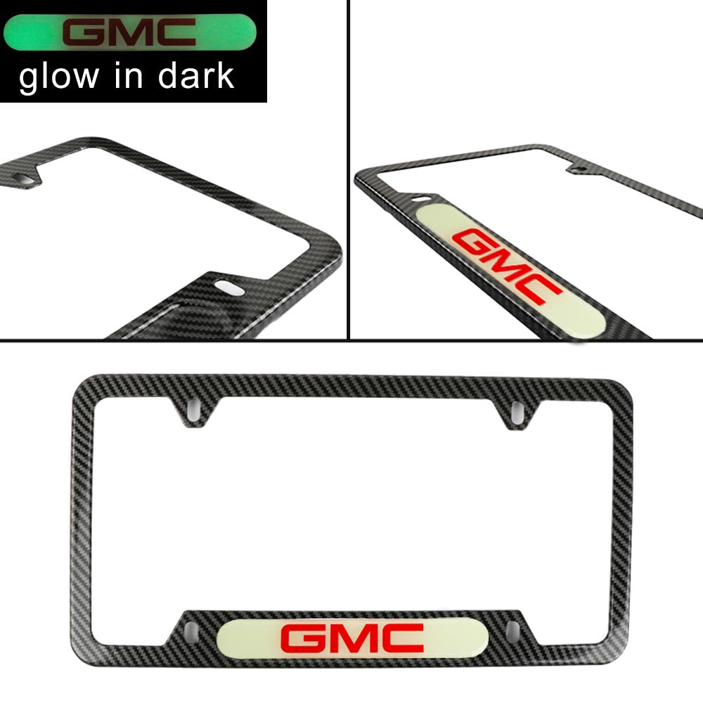 Brand New Universal 1PCS GMC Carbon Fiber Style Metal License Plate Frame