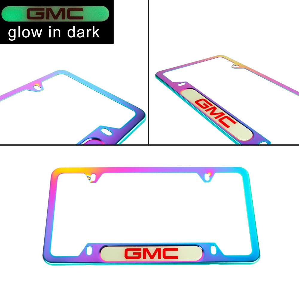 Brand New Universal 1PCS GMC Neo Chrome Metal License Plate Frame