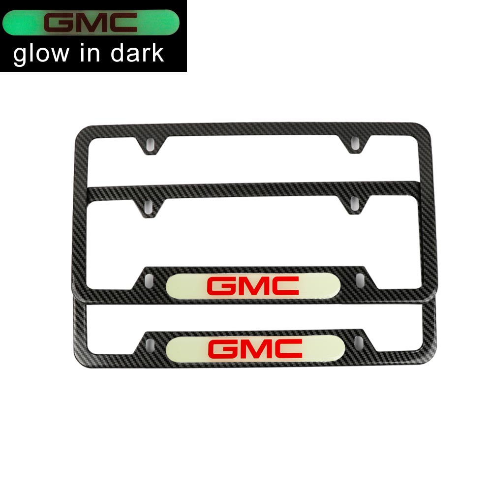 Brand New Universal 2PCS GMC Carbon Fiber Style Metal License Plate Frame