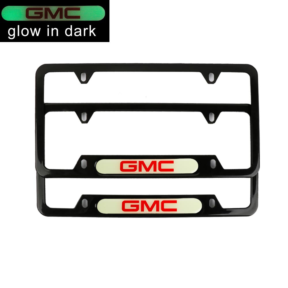 Brand New Universal 2PCS GMC Black Metal License Plate Frame