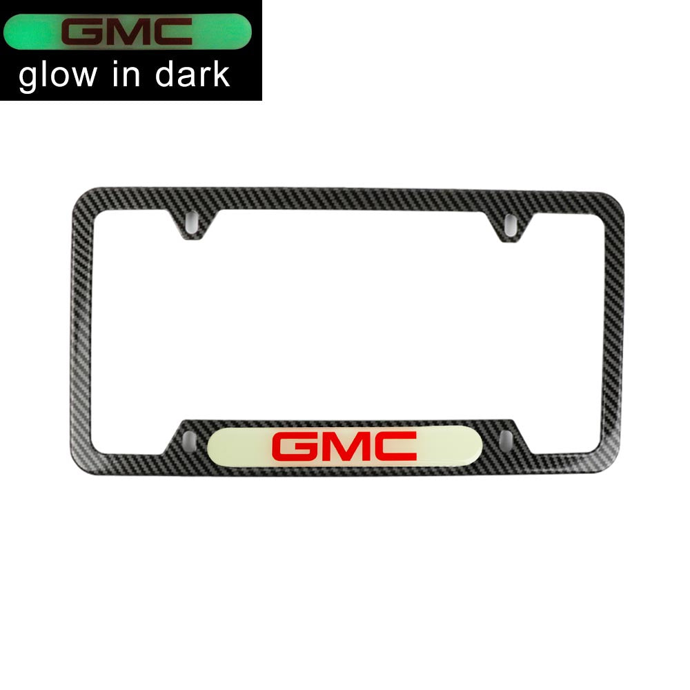 Brand New Universal 2PCS GMC Carbon Fiber Style Metal License Plate Frame