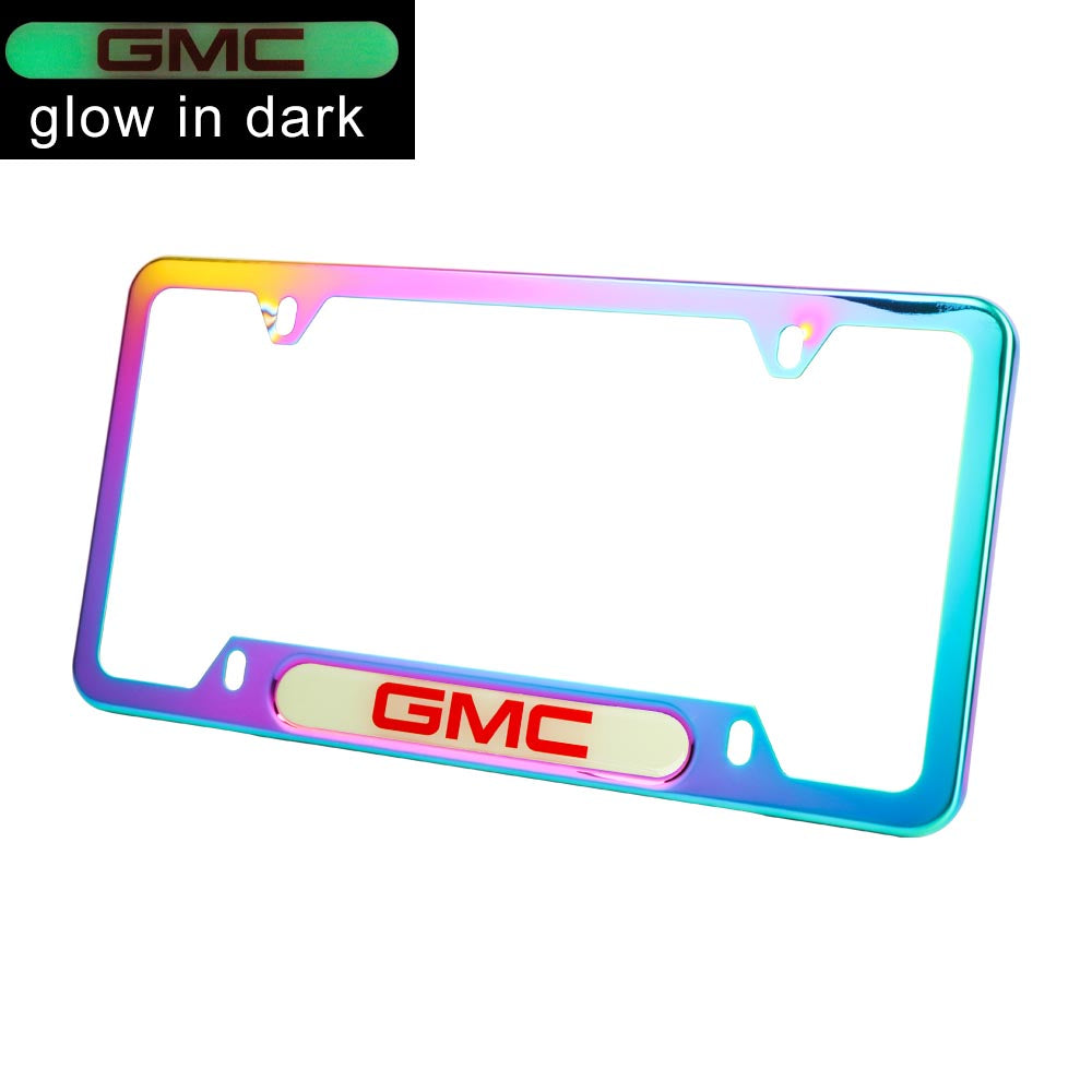 Brand New Universal 2PCS GMC Neo Chrome Metal License Plate Frame