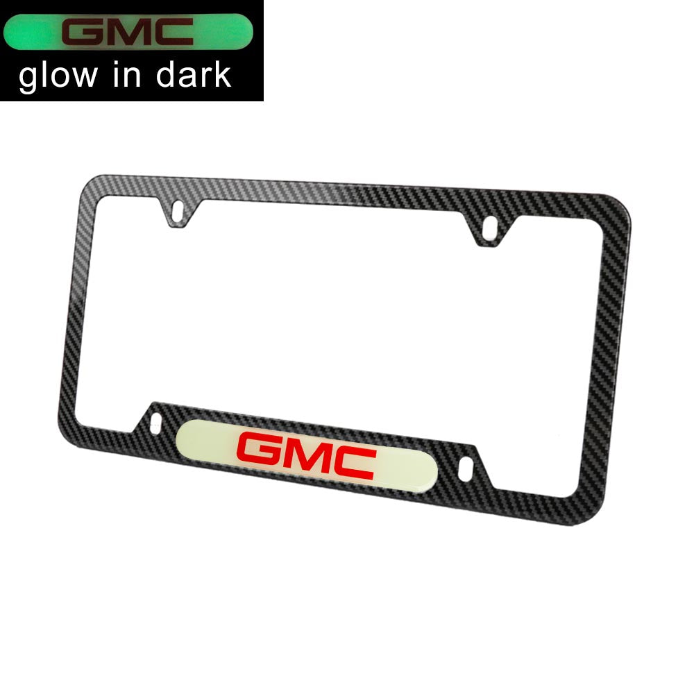 Brand New Universal 2PCS GMC Carbon Fiber Style Metal License Plate Frame