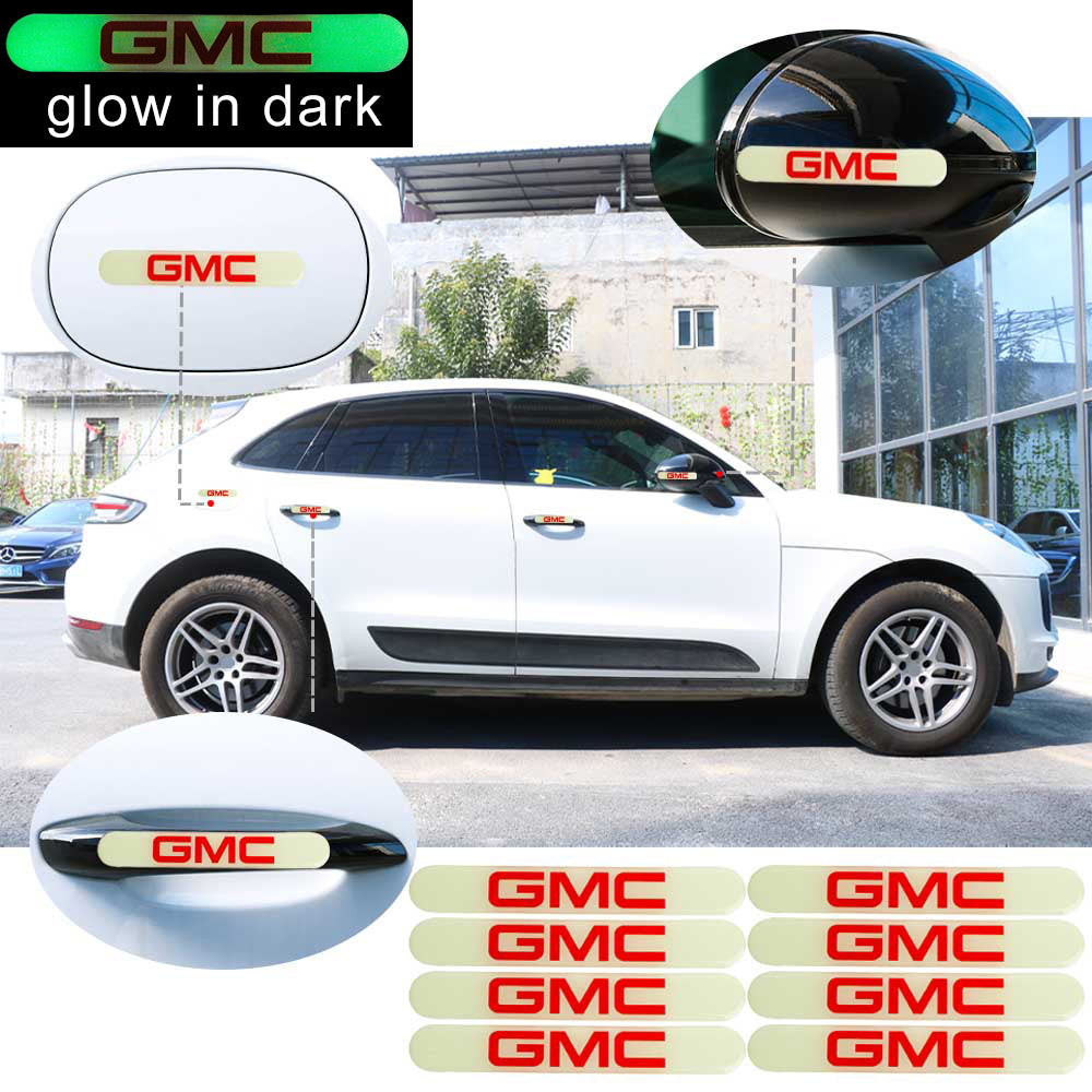 Brand New 8PCS GMC Glows in Dark Green Car Trunk Side Fenders Door Badge Scratch Guard Sticker