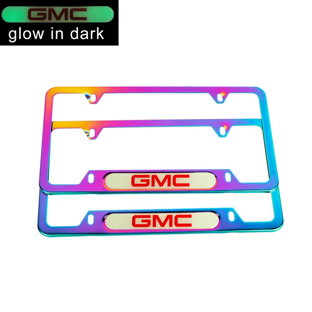 Brand New Universal 2PCS GMC Neo Chrome Metal License Plate Frame