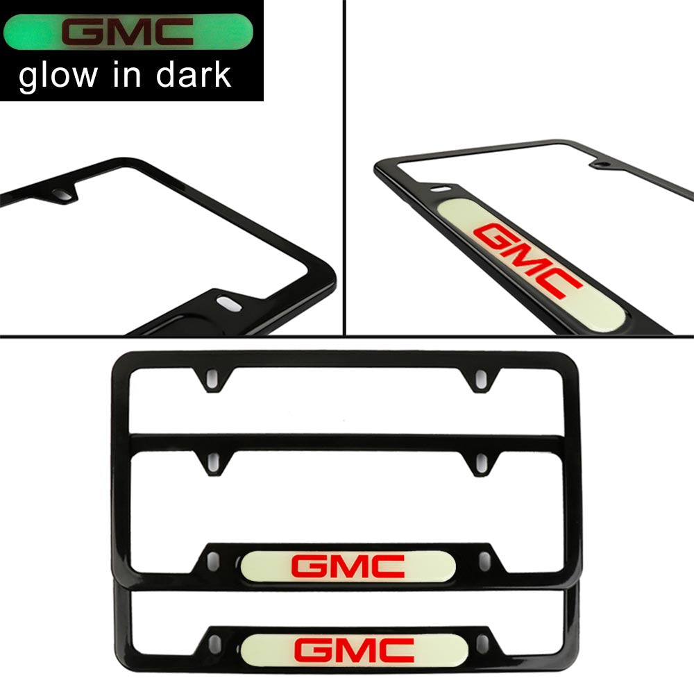 Brand New Universal 2PCS GMC Black Metal License Plate Frame