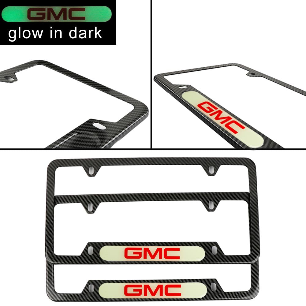 Brand New Universal 2PCS GMC Carbon Fiber Style Metal License Plate Frame