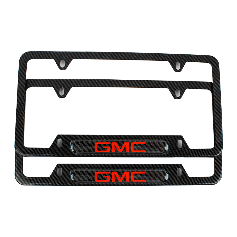 Brand New Universal 1PCS GMC Carbon Fiber Look Metal License Plate Frame