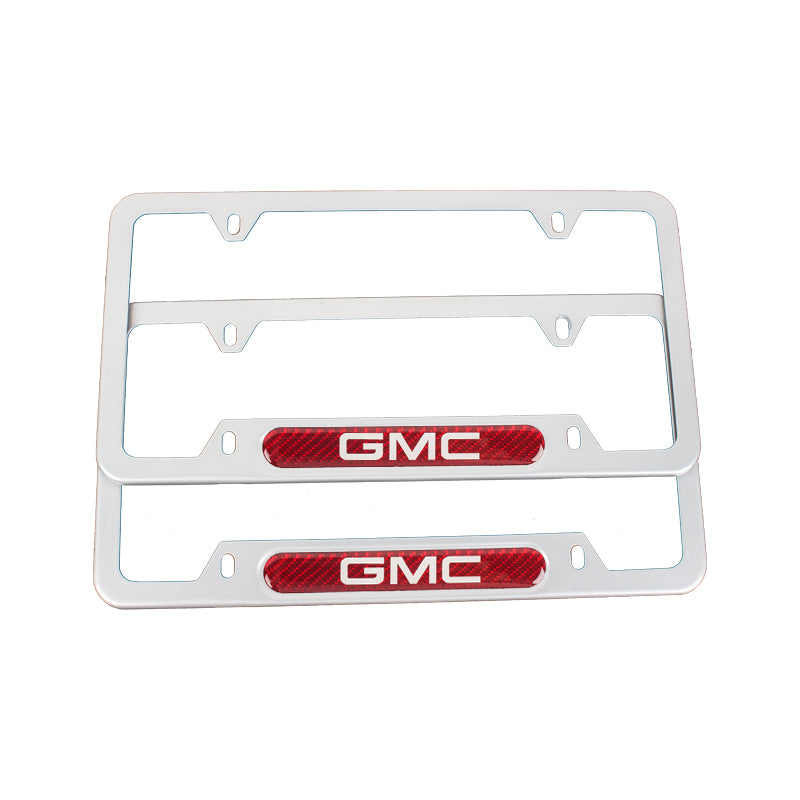 Brand New Universal 2PCS GMC Silver Metal License Plate Frame