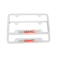 Load image into Gallery viewer, Brand New Universal 2PCS GMC Silver Metal License Plate Frame