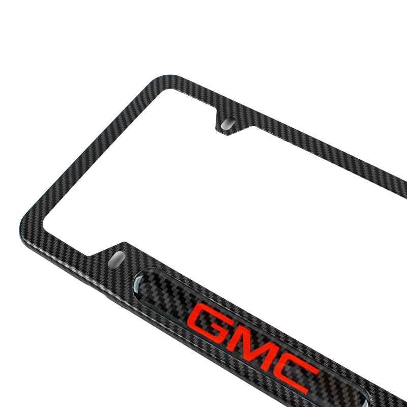 Brand New Universal 1PCS GMC Carbon Fiber Look Metal License Plate Frame