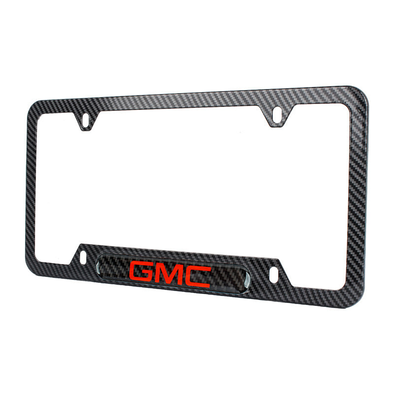 Brand New Universal 1PCS GMC Carbon Fiber Look Metal License Plate Frame