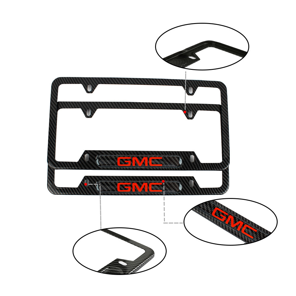 Brand New Universal 1PCS GMC Carbon Fiber Look Metal License Plate Frame