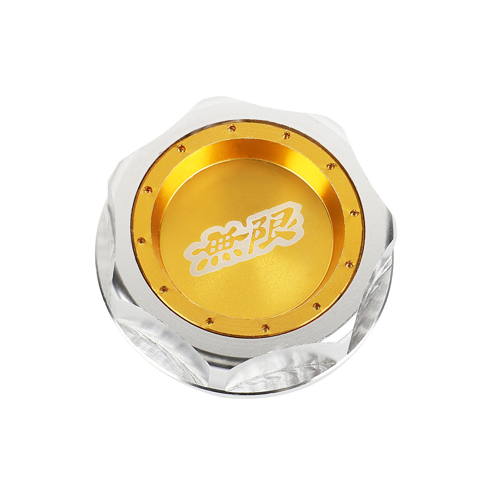 Brand New JDM Mugen Emblem Brushed Gold Engine Oil Filler Cap Badge For Honda / Acura