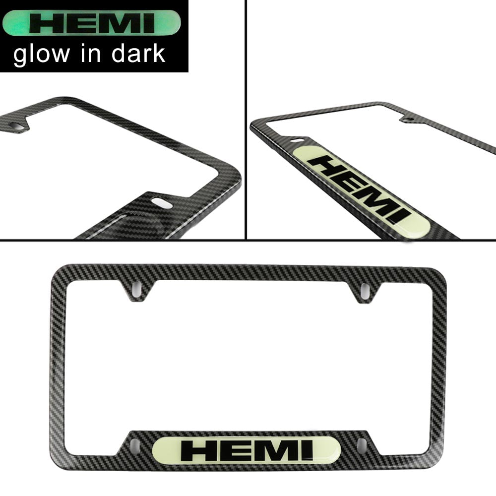 Brand New Universal 1PCS HEMI Carbon Fiber Style Metal License Plate Frame