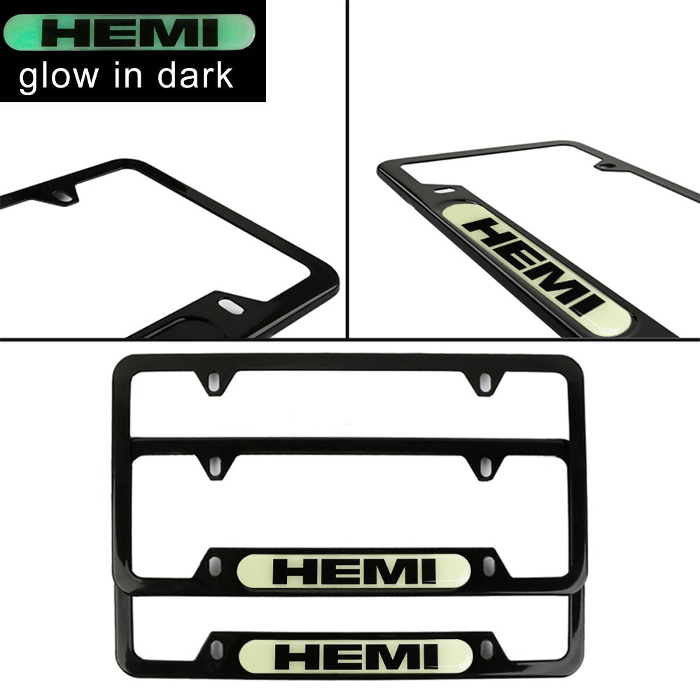 Brand New Universal 2PCS HEMI Black Metal License Plate Frame