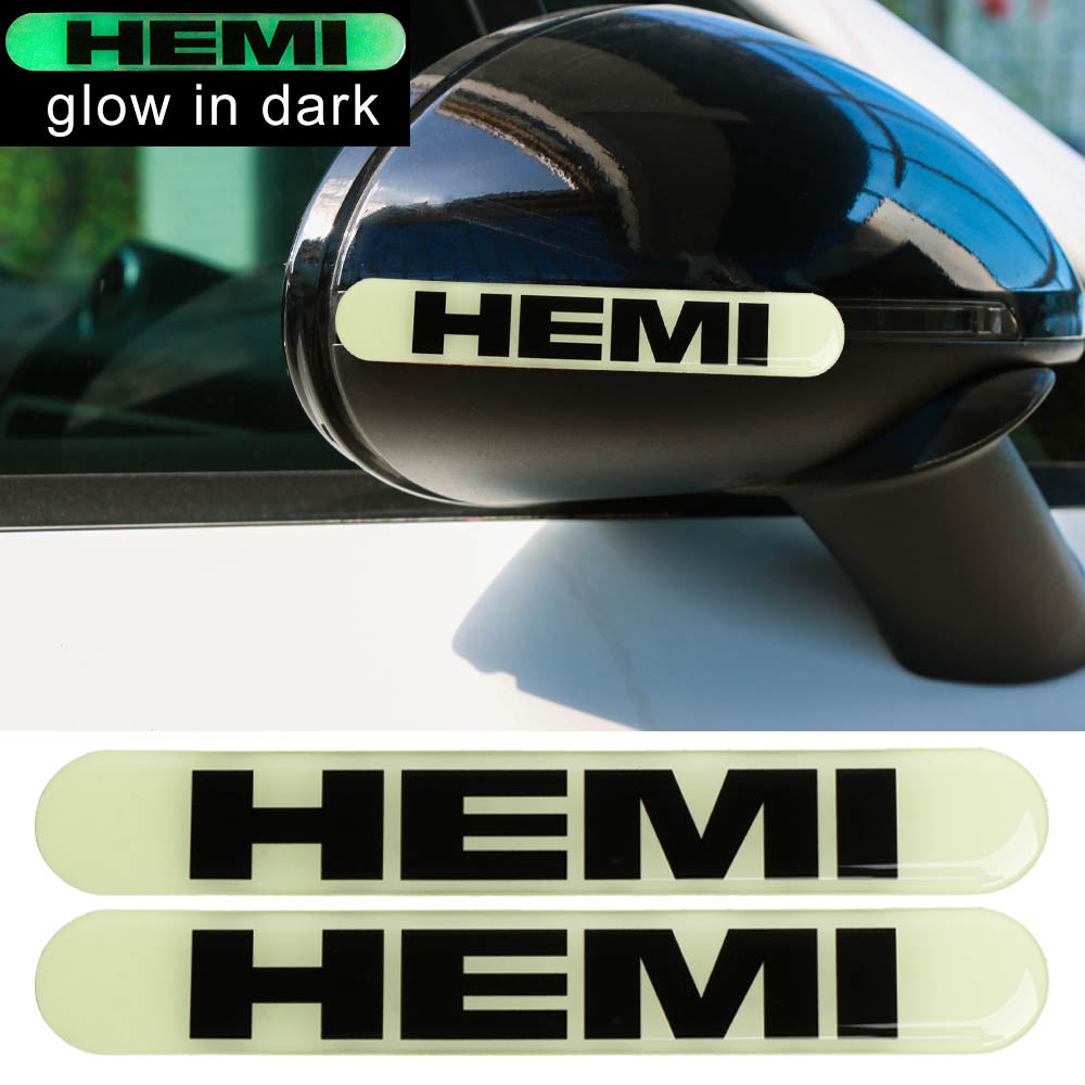 Brand New 2PCS HEMI Glows in Dark Green Car Trunk Side Fenders Door Badge Scratch Guard Sticker