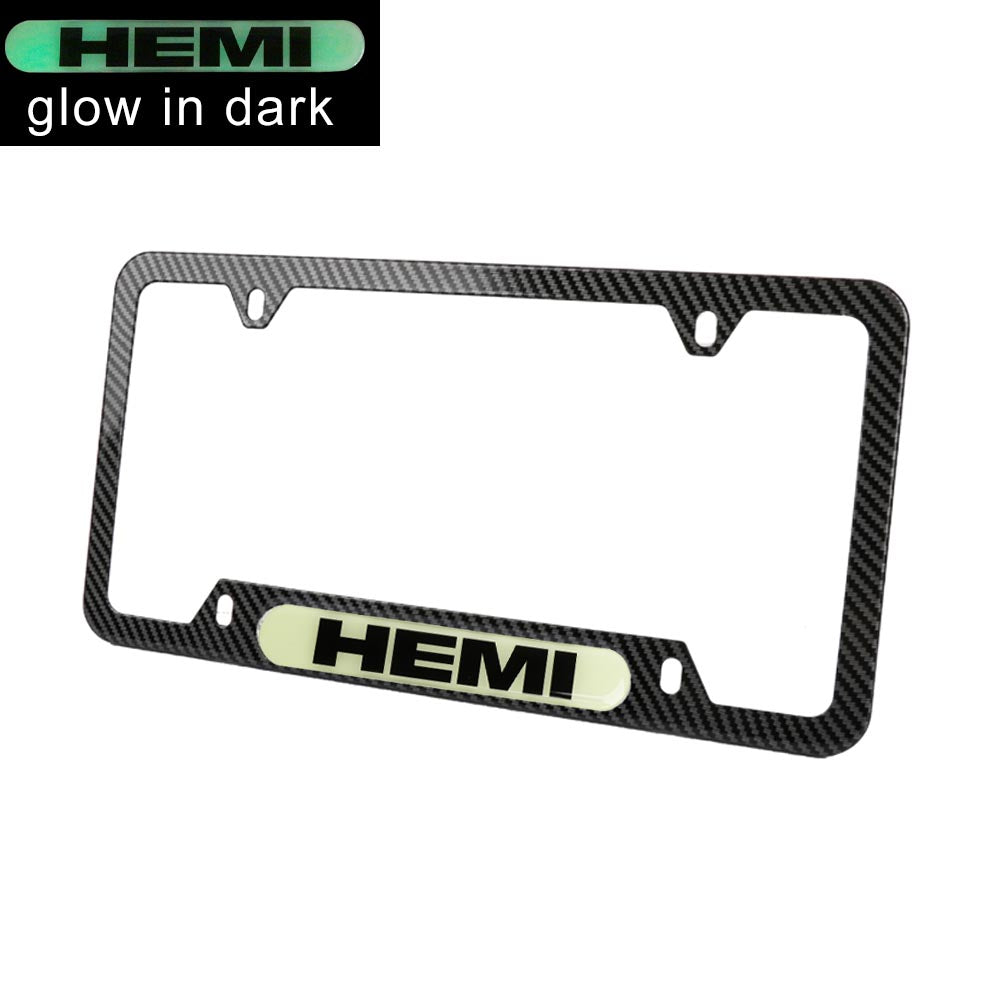 Brand New Universal 1PCS HEMI Carbon Fiber Style Metal License Plate Frame