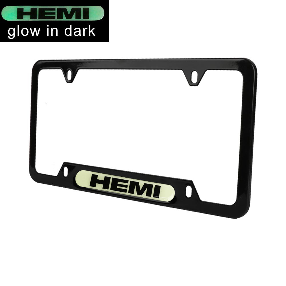 Brand New Universal 2PCS HEMI Black Metal License Plate Frame