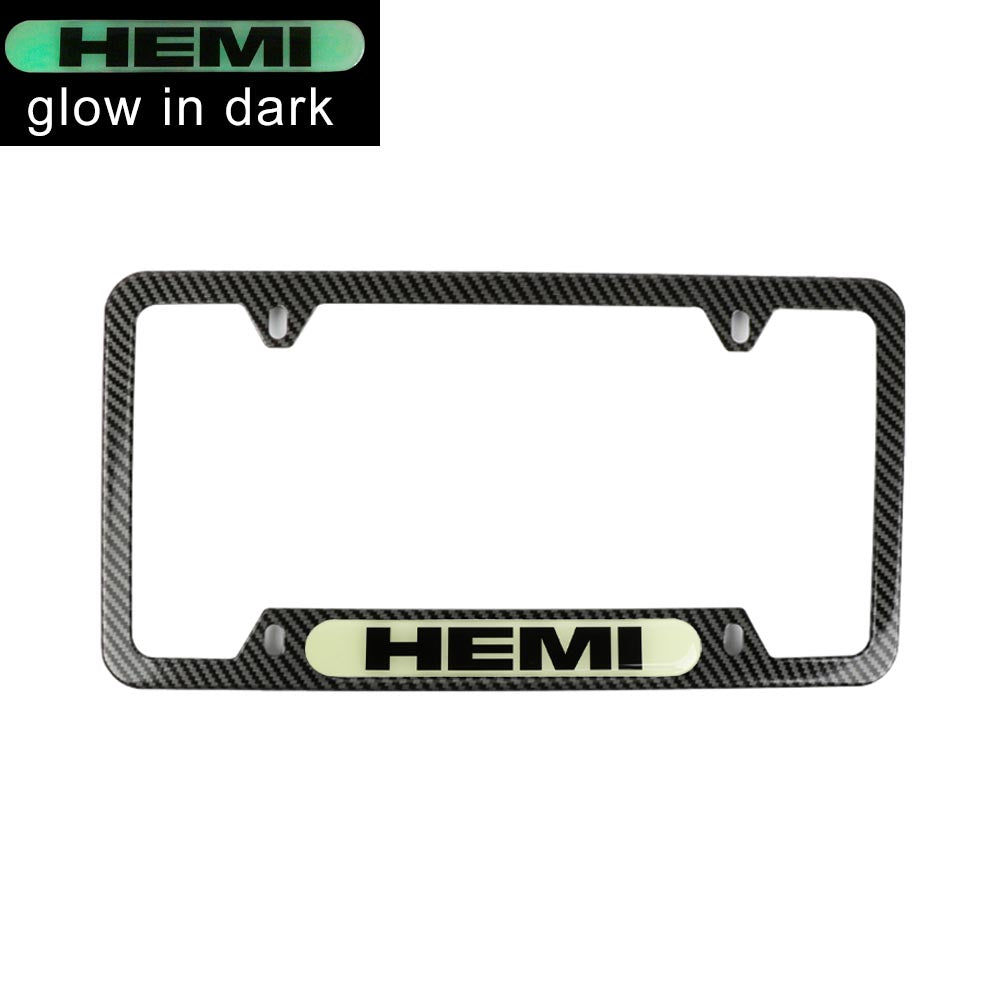 Brand New Universal 1PCS HEMI Carbon Fiber Style Metal License Plate Frame