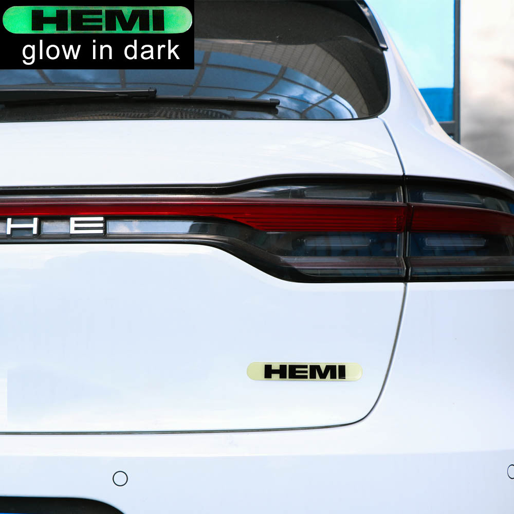 Brand New 4PCS HEMI Glows in Dark Green Car Trunk Side Fenders Door Badge Scratch Guard Sticker