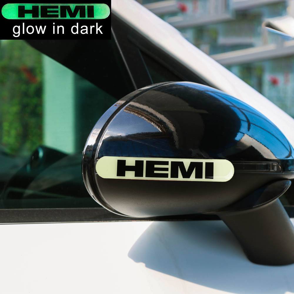 Brand New 4PCS HEMI Glows in Dark Green Car Trunk Side Fenders Door Badge Scratch Guard Sticker