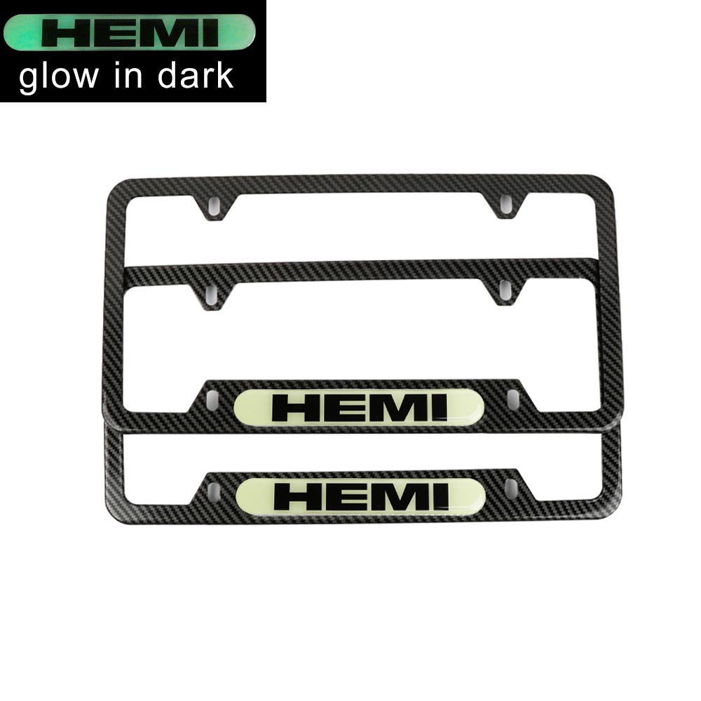 Brand New Universal 2PCS HEMI Carbon Fiber Style Metal License Plate Frame