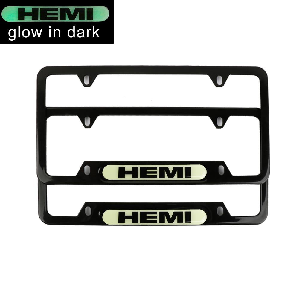 Brand New Universal 2PCS HEMI Black Metal License Plate Frame