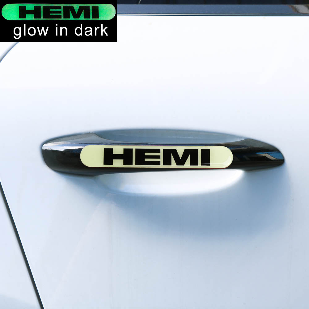 Brand New 4PCS HEMI Glows in Dark Green Car Trunk Side Fenders Door Badge Scratch Guard Sticker