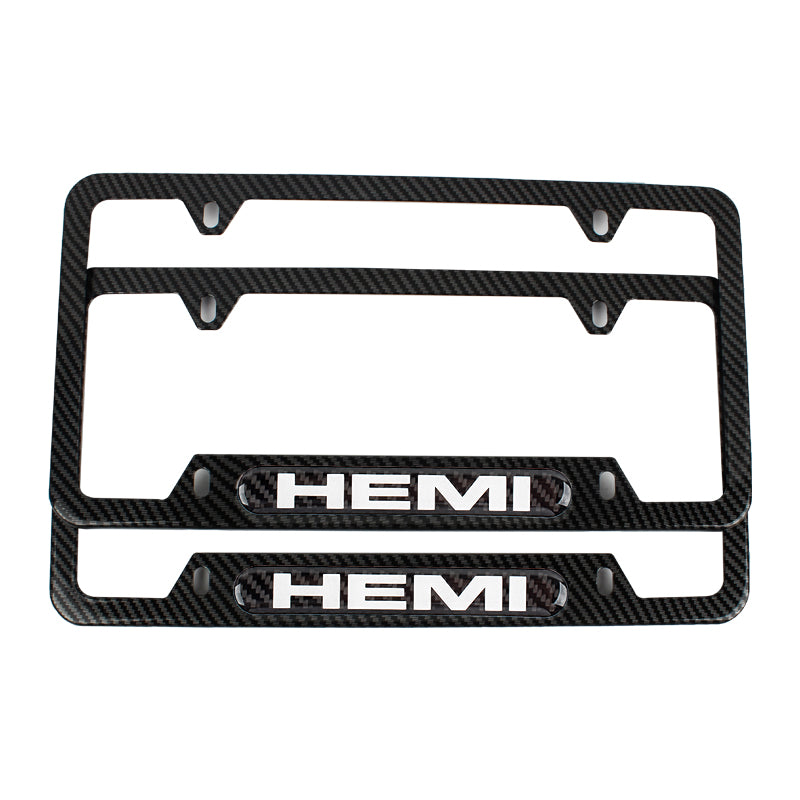 Brand New Universal 1PCS HEMI Carbon Fiber Look Metal License Plate Frame