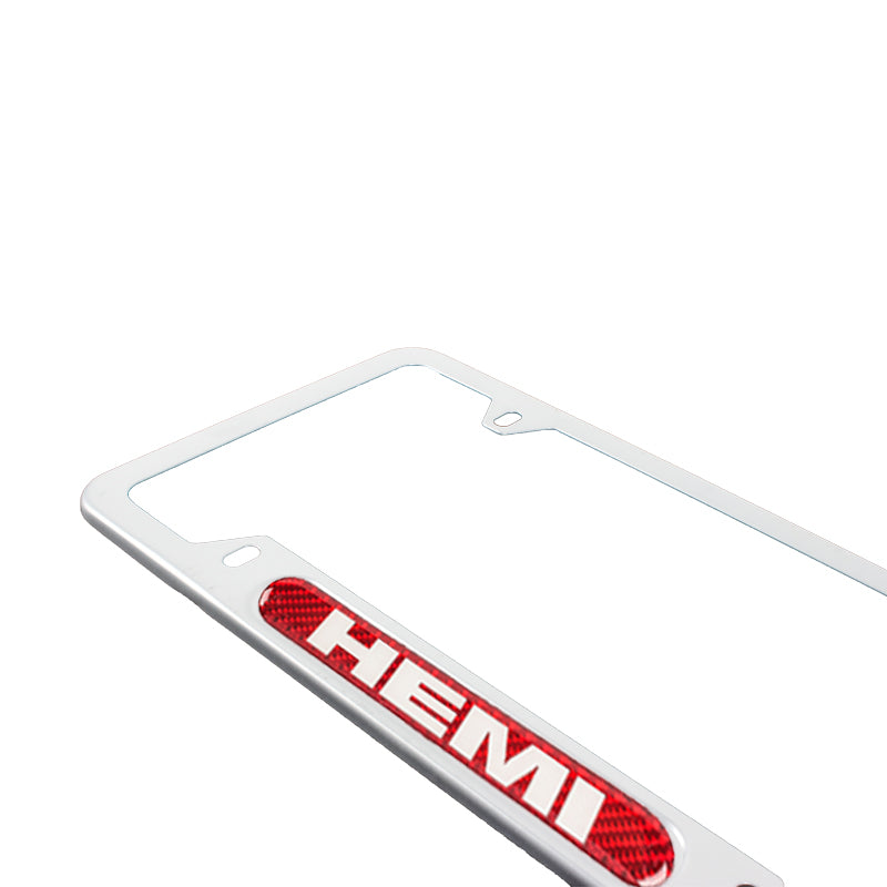 Brand New Universal 2PCS HEMI Silver Metal License Plate Frame