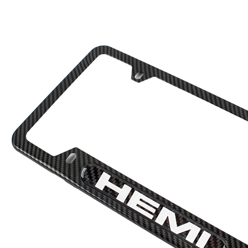 Brand New Universal 1PCS HEMI Carbon Fiber Look Metal License Plate Frame