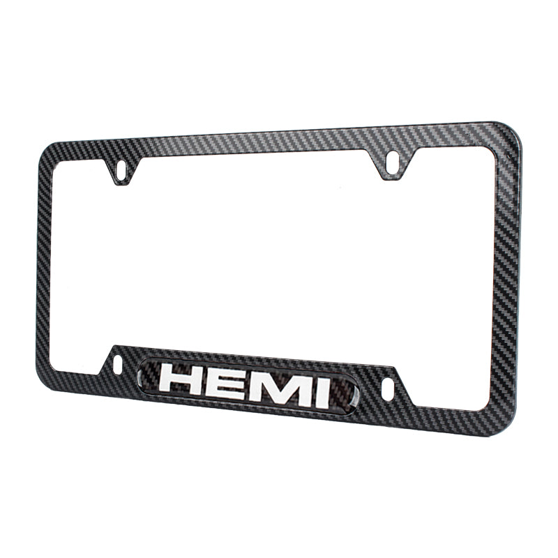 Brand New Universal 1PCS HEMI Carbon Fiber Look Metal License Plate Frame