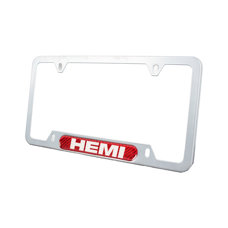 Brand New Universal 2PCS HEMI Silver Metal License Plate Frame