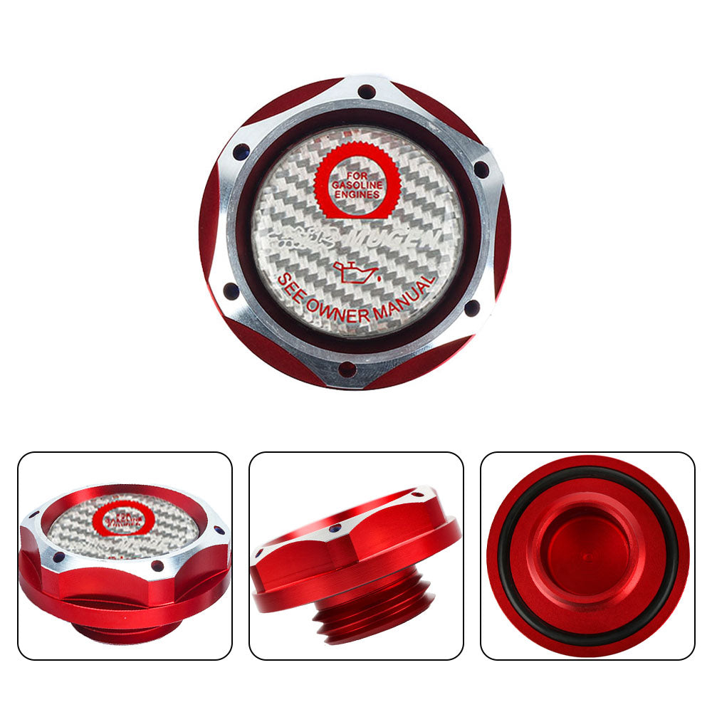 Brand New Jdm Red Engine Oil Cap With Real Carbon Fiber Mugen Sticker Emblem For Honda / Acura