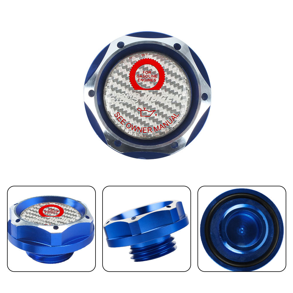 Brand New Jdm Blue Engine Oil Cap With Real Carbon Fiber Mugen Sticker Emblem For Honda / Acura