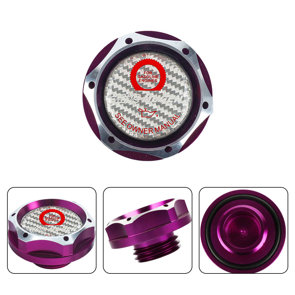 Brand New Jdm Purple Engine Oil Cap With Real Carbon Fiber Mugen Sticker Emblem For Honda / Acura