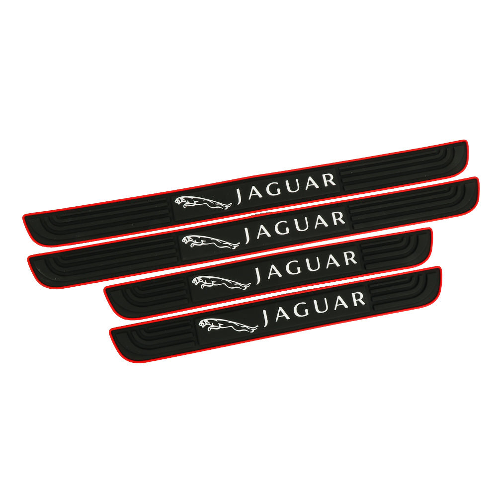 Brand New 4PCS Universal Jaguar Red Rubber Car Door Scuff Sill Cover Panel Step Protector