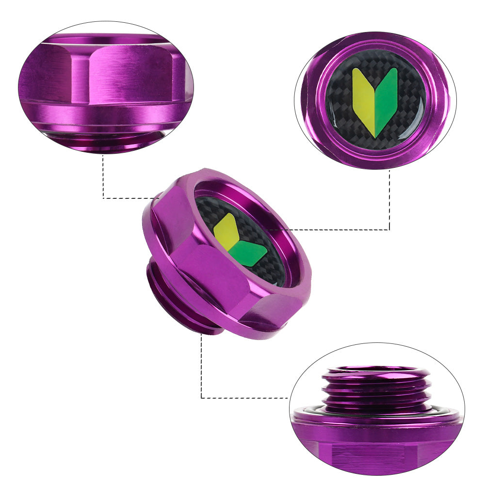 Brand New JDM Purple Engine Oil Cap With Real Carbon Fiber JDM LEAF Sticker Emblem For Honda / Acura