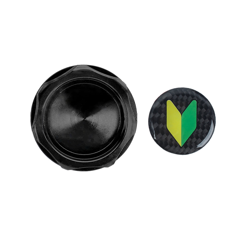 Brand New JDM Black Engine Oil Cap With Real Carbon Fiber JDM LEAF Sticker Emblem For Nissan