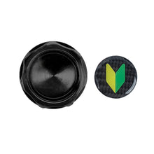 Load image into Gallery viewer, Brand New JDM Black Engine Oil Cap With Real Carbon Fiber JDM LEAF Sticker Emblem For Nissan