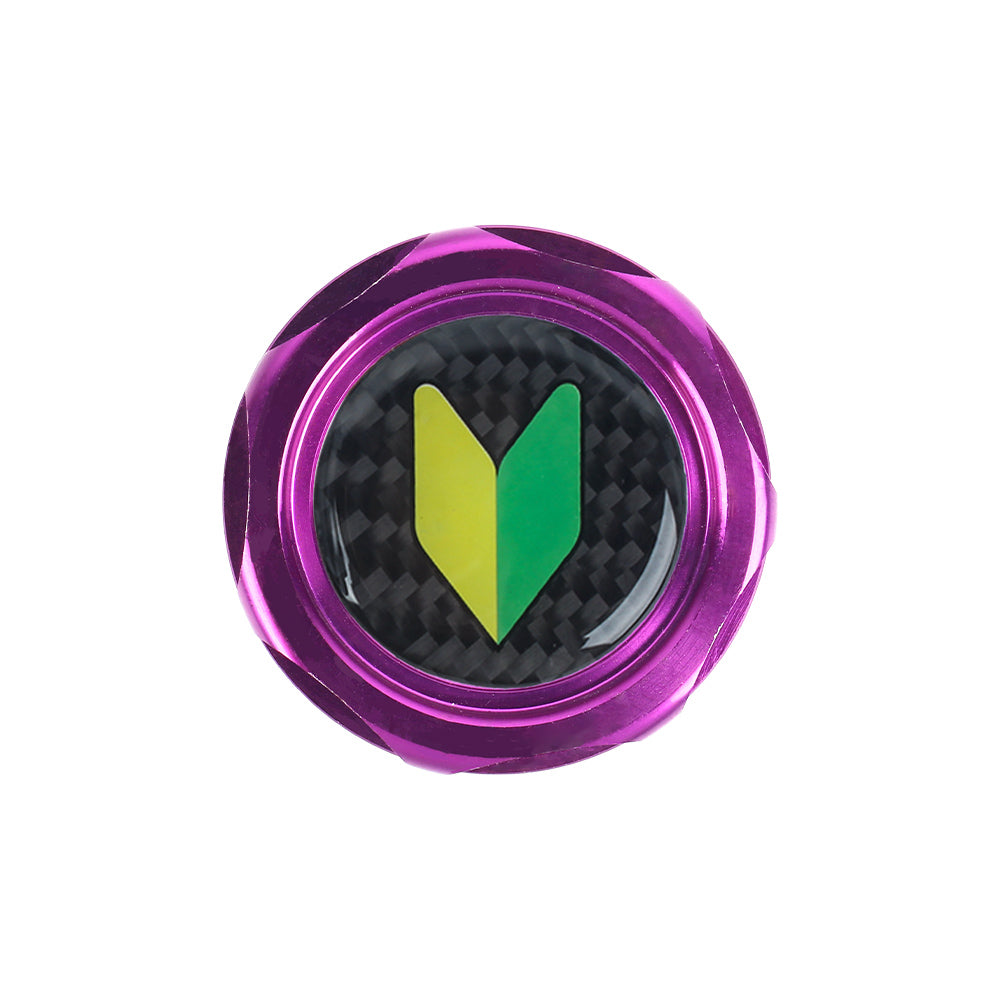 Brand New JDM Purple Engine Oil Cap With Real Carbon Fiber JDM LEAF Sticker Emblem For Honda / Acura